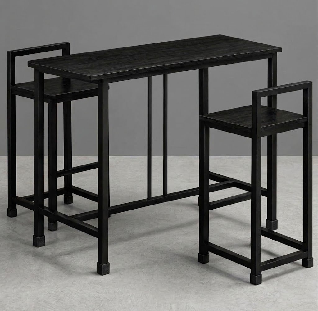 Conjunto de barra industrial Leyes & Co acabado en Negro Ébano.